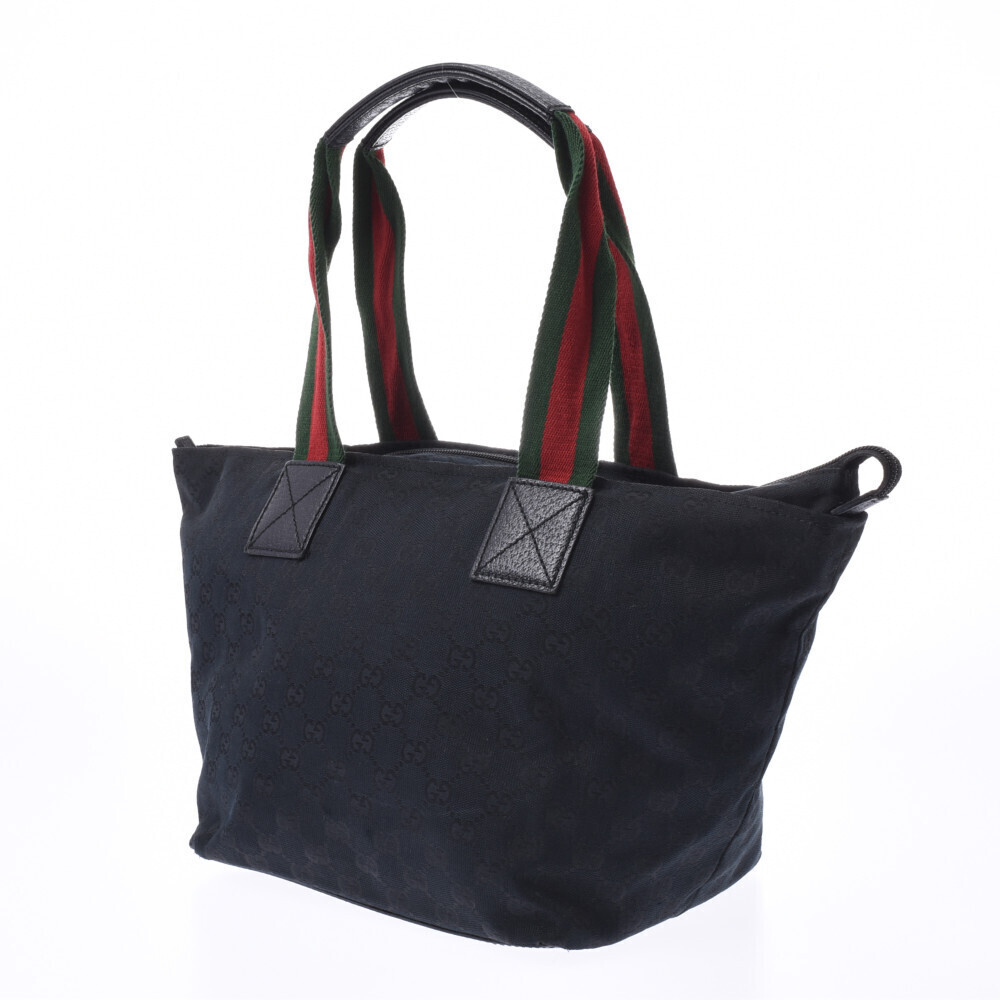 Gucci GG black handle canvas web tote bag